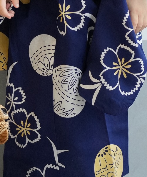 utatane(ウタタネ)の「キッズ浴衣3点セット 女の子 utatane×注染工房 kids 日本製注染(浴衣・キッズ・ネイビー・100cm/110cm/120cm/130cm)」の7枚目の写真