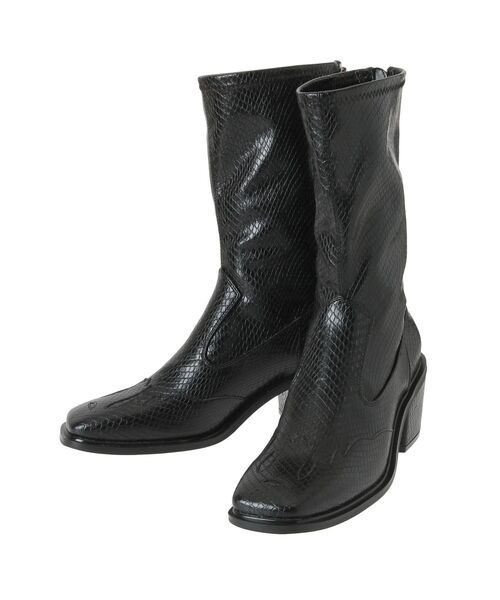 jouetie(ジュエティ)の「スクエアトゥウエスタンブーツ(ブーツ・レディース・ブラック/アイボリー・M/L)」の7枚目の写真