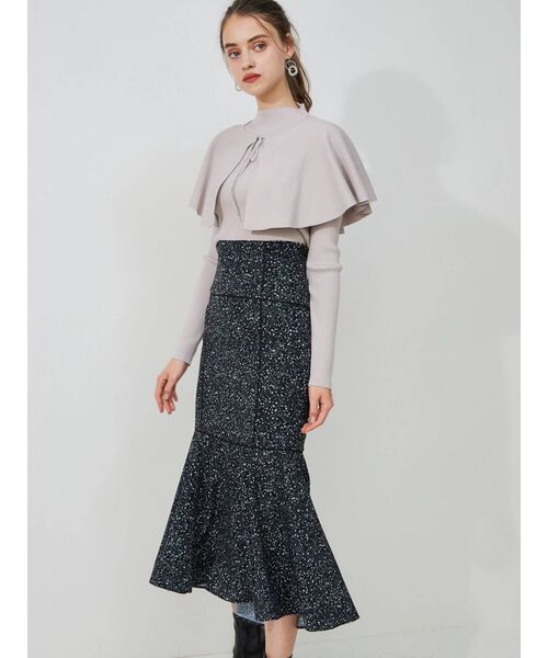 MERCURYDUO（マーキュリーデュオ）の「リーフフラワーパイピングマーメイドスカート（スカート・レディース・ブラック/アイボリー・SMALL/MEDIUM）」の17枚目の写真