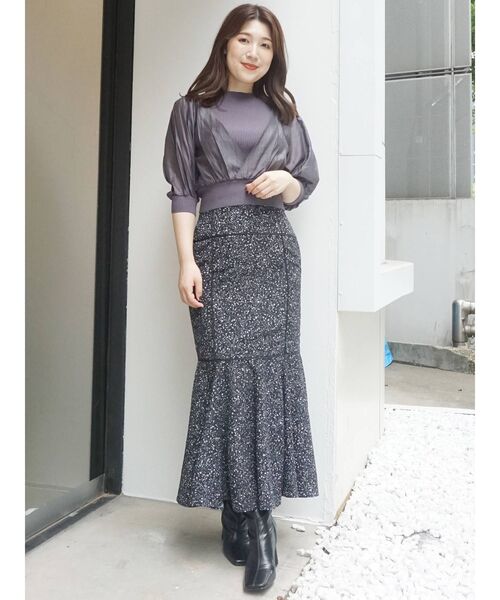 MERCURYDUO（マーキュリーデュオ）の「リーフフラワーパイピングマーメイドスカート（スカート・レディース・ブラック/アイボリー・SMALL/MEDIUM）」の20枚目の写真