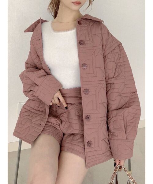 RESEXXY（リゼクシー）の「2wayキルティングジャケット【セットアップ着用可能】（ブルゾン・レディース・ブラック/ピンク/アイボリー・FREE）」の3枚目の写真