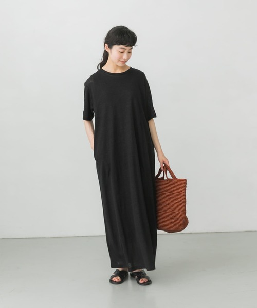 かぐれ　リネンスクエアワンピース　ブラック　　極美品☆ かぐれ（カグレ）の「リネンスクエアワンピース（ワンピース
