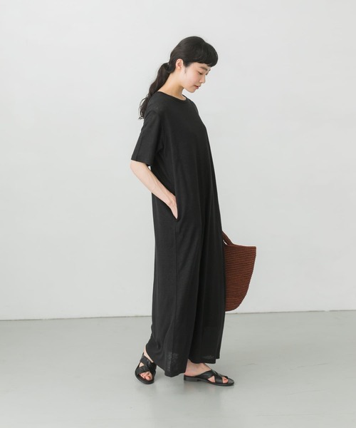 かぐれ　リネンスクエアワンピース　ブラック　　極美品☆ かぐれ（カグレ）の「リネンスクエアワンピース（ワンピース