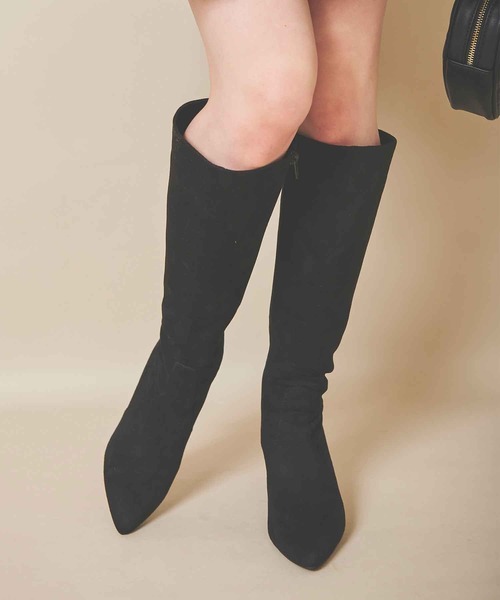 31 Sons de mode（トランテアン　ソン　ドゥ　モード）の「スウェードロングブーツ（ブーツ・レディース・ブラウン/ブラック/ベージュ・S/L/M）」の4枚目の写真