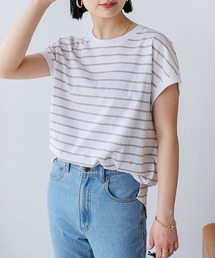 コットン天竺フレンチスリーブボーダーTシャツ