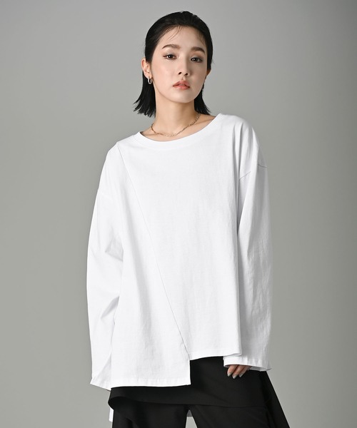 funda mine(ファンダマイン)の「funda mine ランダムヘムロンT(Tシャツ/カットソー・レディース・ホワイト/ブラック・FREE)」の6枚目の写真