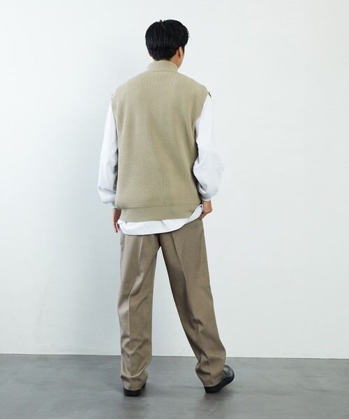FREAK'S STORE（フリークスストア）の「FREAK'S STORE/フリークスストア 【洗えるニット】畔編み ジップニットベスト/ニットベスト/ドライバーズベスト（ベスト・メンズ・ネイビー/ブラック/ベージュ・LARGE/MEDIUM）」の8枚目の写真