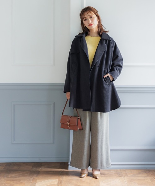 coca（coca）（コカ）の「洗えるアウター！フレアスリットコート（ピーコート・レディース・キャメル/ネイビー・M/L）」の3枚目の写真