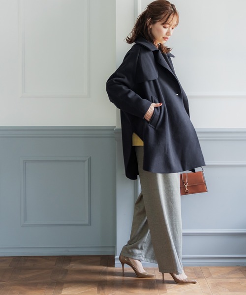 coca（coca）（コカ）の「洗えるアウター！フレアスリットコート（ピーコート・レディース・キャメル/ネイビー・M/L）」の5枚目の写真