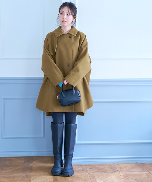 coca（coca）（コカ）の「洗えるアウター！フレアスリットコート（ピーコート・レディース・キャメル/ネイビー・M/L）」の10枚目の写真