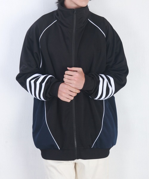 WESTSEA（ウエストシー）の「ルーズサイズ　切替トラックジャケット（ジャージ・メンズ・サックスブルー/ブラック/ネイビー・M/L）」の11枚目の写真