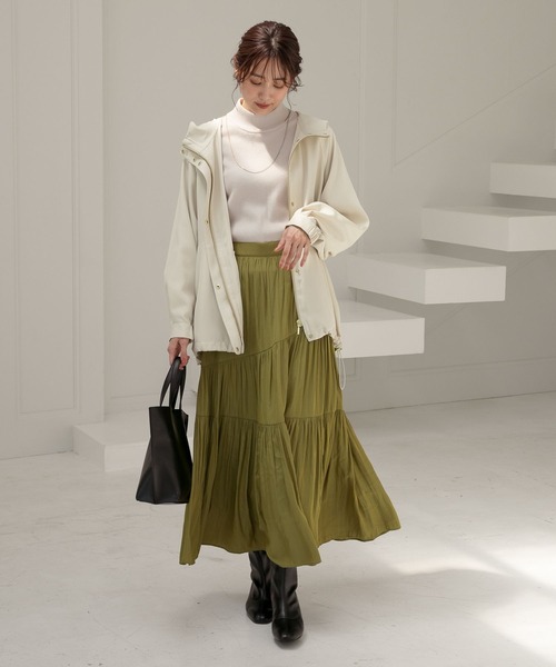 GLOBAL WORK(グローバルワーク)の「メルティハイネックリブプルオーバー/269071(ニット/セーター・レディース・ライトグレー/ブラック/ベージュ/グレー/オリーブ/オレンジ/ブルー/アイボリー/マスタード/ローズ/ブルーグリーン・MEDIUM/LARGE)」の16枚目の写真