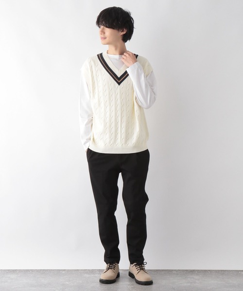 GLOBAL WORK(グローバルワーク)の「トリプルイージーニットベスト/295165(ベスト・メンズ・ホワイト/ネイビー・MEDIUM/LARGE)」の10枚目の写真