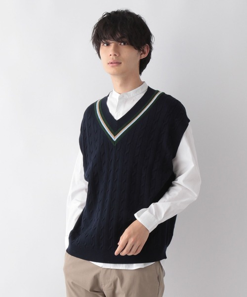 GLOBAL WORK(グローバルワーク)の「トリプルイージーニットベスト/295165(ベスト・メンズ・ホワイト/ネイビー・MEDIUM/LARGE)」の12枚目の写真