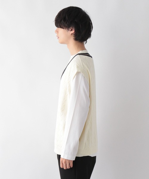 GLOBAL WORK(グローバルワーク)の「トリプルイージーニットベスト/295165(ベスト・メンズ・ホワイト/ネイビー・MEDIUM/LARGE)」の9枚目の写真