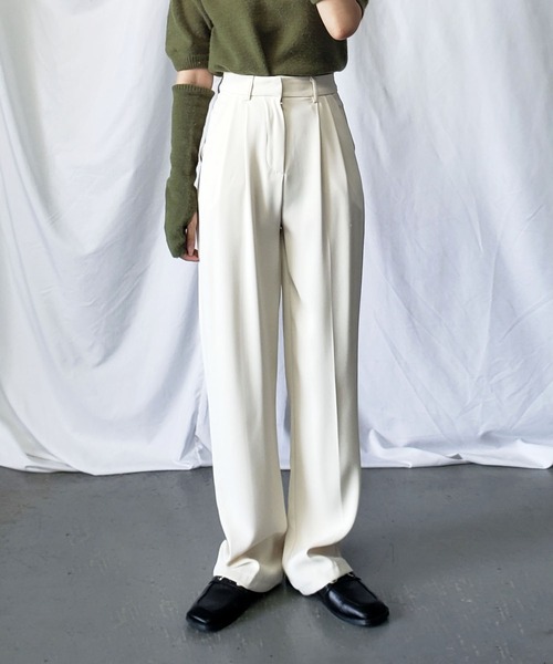 me+em select（ミームセレクト）の「※※【５色展開 ／４サイズ 】２タックセンタープレスロングスラックス（スラックス・レディース・アイボリー/ブラック/ダークベージュ/プラム/グレー・MEDIUM/X-LARGE/LARGE/SMALL/X-SMALL）」の13枚目の写真