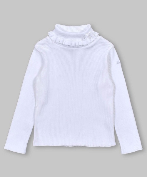 BeBe(ベベ)の「BeBe/日本製テレコリブニット(90~150cm)(ニット/セーター・キッズ・オフホワイト/ピンク/ブラック・100/130/150/110/140/120/90)」の2枚目の写真