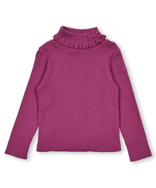 BeBe(ベベ)の「BeBe/日本製テレコリブニット(90~150cm)(ニット/セーター・キッズ・オフホワイト/ピンク/ブラック・100/130/150/110/140/120/90)」の1枚目の写真