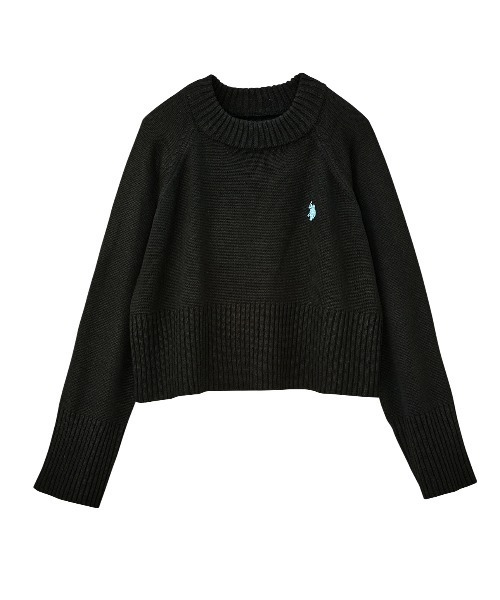 U.S. POLO ASSN.(ユーエスポロアッスン)の「【新色追加】GeeRA別注【U.S. POLO ASSN.】カラー&ボーダーショート丈ニット(ニット/セーター・レディース・ピンク/ブラック/アイボリー/ブルー/ネイビー/ブラック系その他/ホワイト系その他・MEDIUM/LARGE/SMALL)」の9枚目の写真