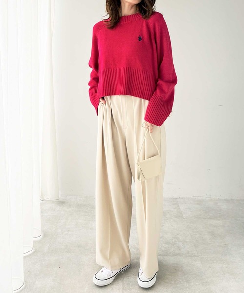 U.S. POLO ASSN.(ユーエスポロアッスン)の「【新色追加】GeeRA別注【U.S. POLO ASSN.】カラー&ボーダーショート丈ニット(ニット/セーター・レディース・ピンク/ブラック/アイボリー/ブルー/ネイビー/ブラック系その他/ホワイト系その他・MEDIUM/LARGE/SMALL)」の20枚目の写真