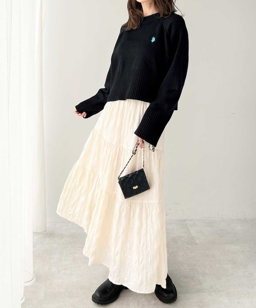 U.S. POLO ASSN.(ユーエスポロアッスン)の「【新色追加】GeeRA別注【U.S. POLO ASSN.】カラー&ボーダーショート丈ニット(ニット/セーター・レディース・ピンク/ブラック/アイボリー/ブルー/ネイビー/ブラック系その他/ホワイト系その他・MEDIUM/LARGE/SMALL)」の14枚目の写真