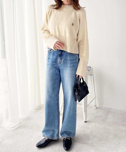 U.S. POLO ASSN.(ユーエスポロアッスン)の「【新色追加】GeeRA別注【U.S. POLO ASSN.】カラー&ボーダーショート丈ニット(ニット/セーター・レディース・ピンク/ブラック/アイボリー/ブルー/ネイビー/ブラック系その他/ホワイト系その他・MEDIUM/LARGE/SMALL)」の17枚目の写真