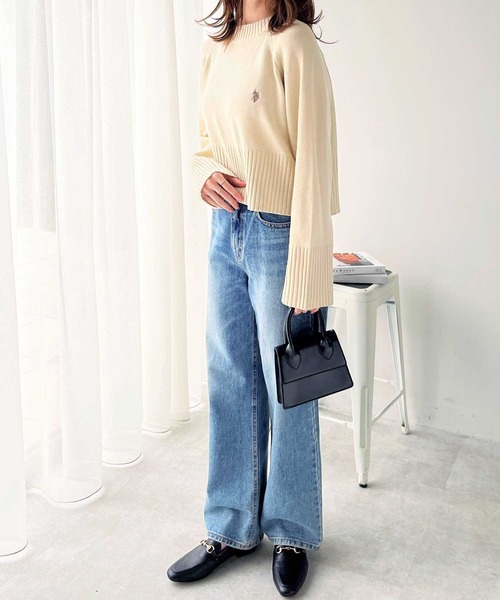 U.S. POLO ASSN.(ユーエスポロアッスン)の「【新色追加】GeeRA別注【U.S. POLO ASSN.】カラー&ボーダーショート丈ニット(ニット/セーター・レディース・ピンク/ブラック/アイボリー/ブルー/ネイビー/ブラック系その他/ホワイト系その他・MEDIUM/LARGE/SMALL)」の16枚目の写真