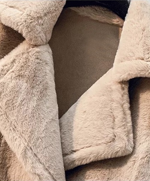 Jasmine】さらさらフェイクムートンライダースジャケット（ムートン