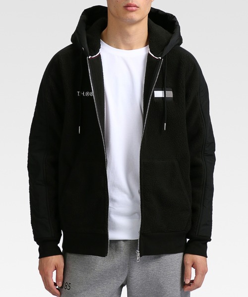 人気　トミーヒルフィガー　ビッグロゴ　ボアフリース　ジップアップ　フーディー　紺 TOMMY HILFIGER（トミー・ヒルフィガー） ボア ジャケット フリース