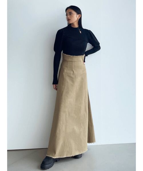 EMODA（エモダ）の「ハイウエストマキシスカート（スカート・レディース・ブラック/ベージュ・SMALL/MEDIUM）」の18枚目の写真