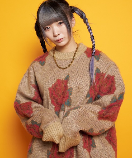 GALLIS ADDICTION(ガリスアディクション)の「GA MOHAIR-総柄 KNIT CREW(ニット/セーター・メンズ・ブラック/ベージュ/サックスブルー/アイボリー・FREE)」の4枚目の写真