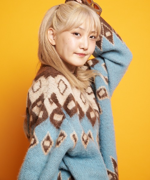 GALLIS ADDICTION(ガリスアディクション)の「GA MOHAIR-総柄 KNIT CREW(ニット/セーター・メンズ・ブラック/ベージュ/サックスブルー/アイボリー・FREE)」の11枚目の写真