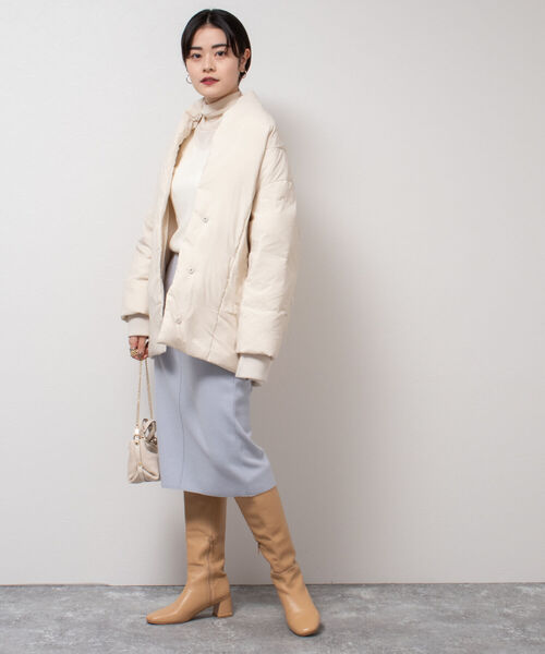 NOLLEY’S（ノーリーズ）の「◇【WEB限定】ライトタフタダウンショールカラージャケット（ダウンジャケット/コート・レディース・カーキ/ブラック/オフホワイト・FREE）」の14枚目の写真