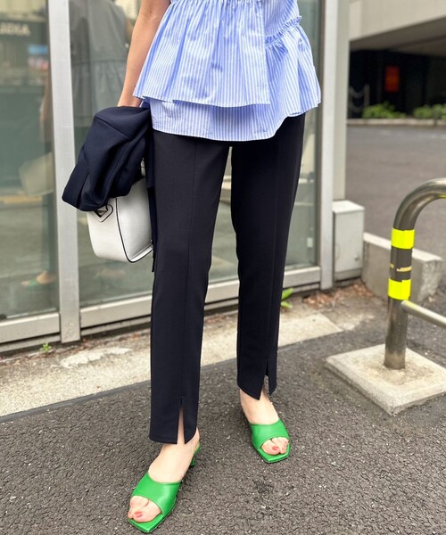 NOLLEY’S（ノーリーズ）の「ウォッシャブルカットジョーゼットスリットパンツ（その他パンツ・レディース・ブラック/ベージュ/ネイビー・36/38/34/40）」の3枚目の写真