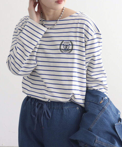 GEVACO（ゲバコ）の「【GEVACO/ゲバコ】ヘビー天竺ボートネック長袖Tシャツ（Tシャツ/カットソー・レディース・レッド系その他/ブルー系その他/ブルー系その他3・38）」の2枚目の写真