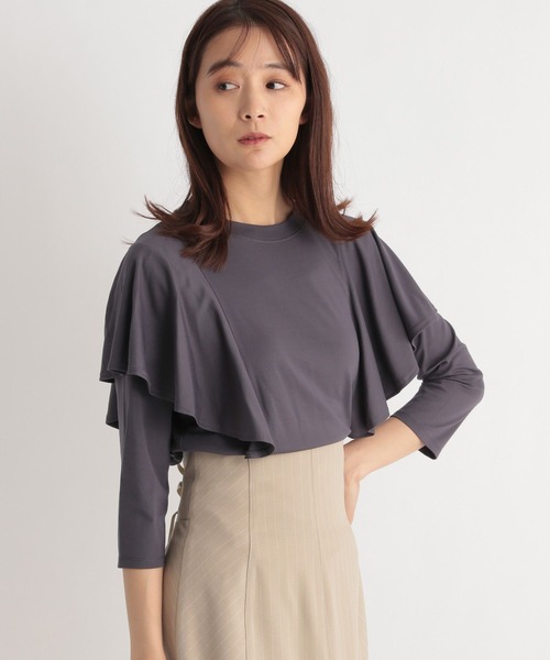 Andemiu（アンデミュウ）の「フレアスリーブカット7S 188367（Tシャツ/カットソー・レディース・オフホワイト/チャコールグレー/ベージュ・FREE）」の5枚目の写真