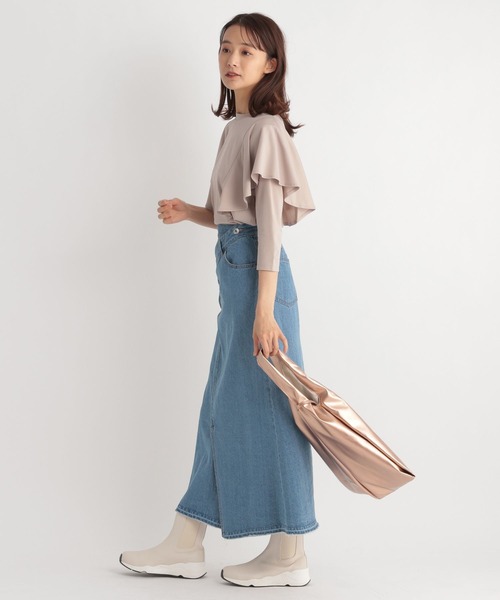 Andemiu（アンデミュウ）の「フレアスリーブカット7S 188367（Tシャツ/カットソー・レディース・オフホワイト/チャコールグレー/ベージュ・FREE）」の8枚目の写真