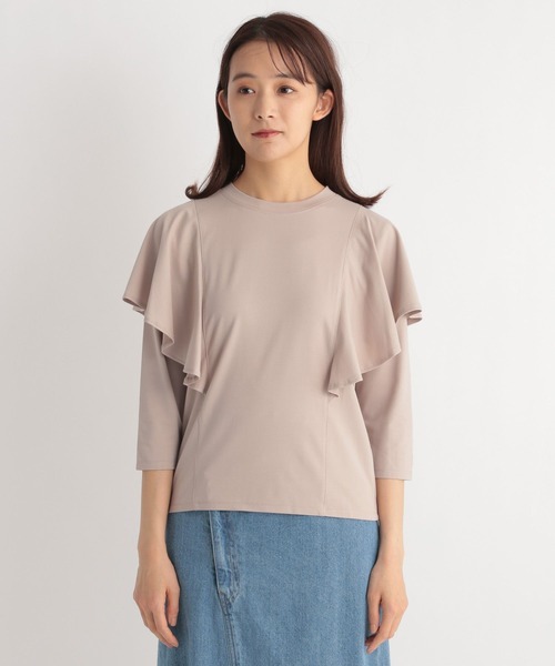 Andemiu（アンデミュウ）の「フレアスリーブカット7S 188367（Tシャツ/カットソー・レディース・オフホワイト/チャコールグレー/ベージュ・FREE）」の10枚目の写真