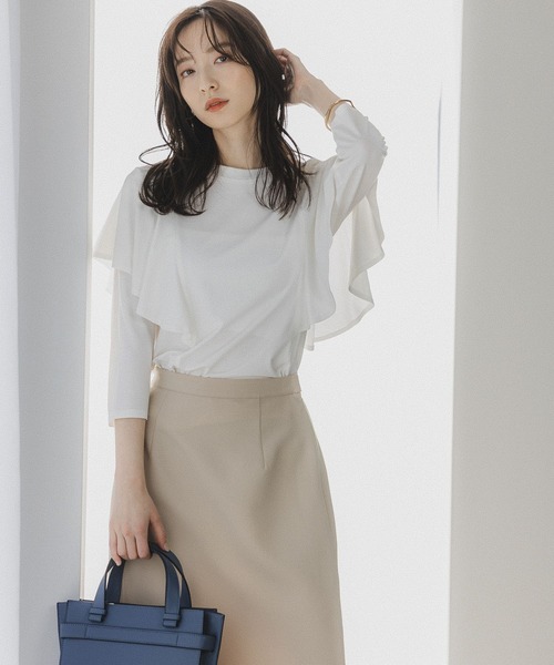 Andemiu（アンデミュウ）の「フレアスリーブカット7S 188367（Tシャツ/カットソー・レディース・オフホワイト/チャコールグレー/ベージュ・FREE）」の20枚目の写真