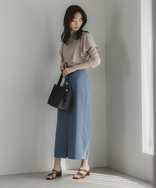 Andemiu（アンデミュウ）の「フレアスリーブカット7S 188367（Tシャツ/カットソー・レディース・オフホワイト/チャコールグレー/ベージュ・FREE）」の22枚目の写真