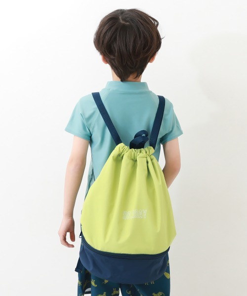 devirock（デビロック）の「ランドセルの上から背負える 2層式 プールバッグ ナップサック（スイムグッズ・キッズ・イエロー系その他/ブラック/カーキ/パープル/ネイビー/チャコール/ピンク/ダークオレンジ・ONE SIZE）」の6枚目の写真