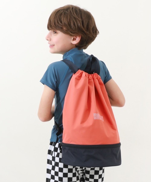 devirock（デビロック）の「ランドセルの上から背負える 2層式 プールバッグ ナップサック（スイムグッズ・キッズ・イエロー系その他/ブラック/カーキ/パープル/ネイビー/チャコール/ピンク/ダークオレンジ・ONE SIZE）」の8枚目の写真