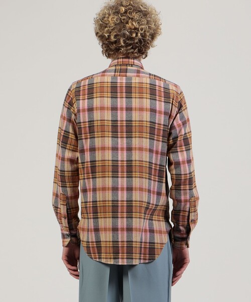 Bagutta(バグッタ)の「BAGUTTA Brooklyn コットンネル チェックシャツ(シャツ/ブラウス・メンズ・ピンク系その他2・S)」の5枚目の写真