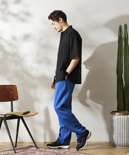 JOURNAL STANDARD relume(ジャーナルスタンダード レリューム)の「ダイヤレース オープンカラー半袖シャツ(シャツ/ブラウス・メンズ・ブルー系その他/イエロー/ブラック・MEDIUM/LARGE)」の7枚目の写真