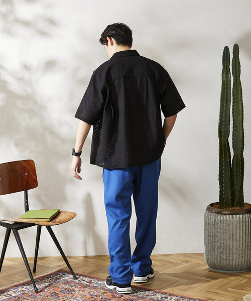 JOURNAL STANDARD relume(ジャーナルスタンダード レリューム)の「ダイヤレース オープンカラー半袖シャツ(シャツ/ブラウス・メンズ・ブルー系その他/イエロー/ブラック・MEDIUM/LARGE)」の6枚目の写真