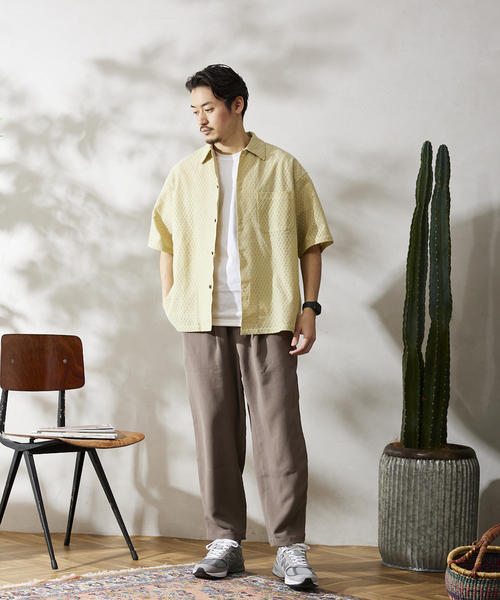 JOURNAL STANDARD relume(ジャーナルスタンダード レリューム)の「ダイヤレース オープンカラー半袖シャツ(シャツ/ブラウス・メンズ・ブルー系その他/イエロー/ブラック・MEDIUM/LARGE)」の15枚目の写真