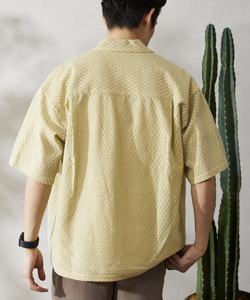 JOURNAL STANDARD relume(ジャーナルスタンダード レリューム)の「ダイヤレース オープンカラー半袖シャツ(シャツ/ブラウス・メンズ・ブルー系その他/イエロー/ブラック・MEDIUM/LARGE)」の13枚目の写真