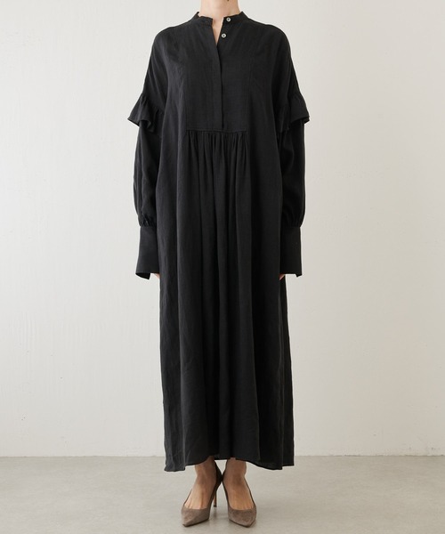 Whim Gazette（ウィムガゼット）の「フレンチリネンワンピース（ワンピース・レディース・オフホワイト/ブラック/カーキ・FREE）」の9枚目の写真