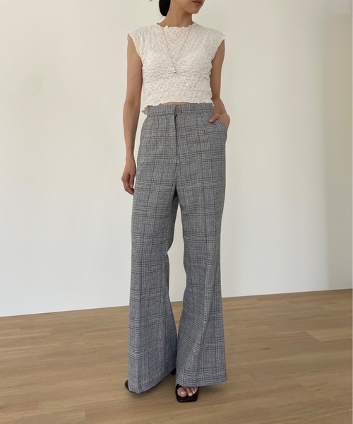 Didot.showroom(ディドット ショールーム)の「センタープレスチェックツイードワイドスラックス(スラックス・レディース・ブラウン/ブルー・S/M)」の3枚目の写真