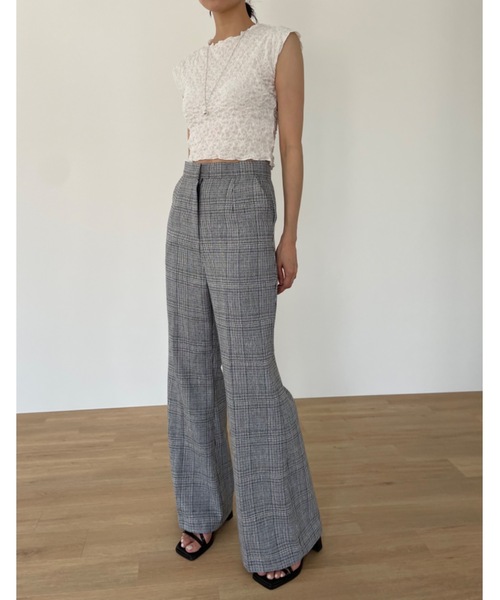 Didot.showroom(ディドット ショールーム)の「センタープレスチェックツイードワイドスラックス(スラックス・レディース・ブラウン/ブルー・S/M)」の5枚目の写真